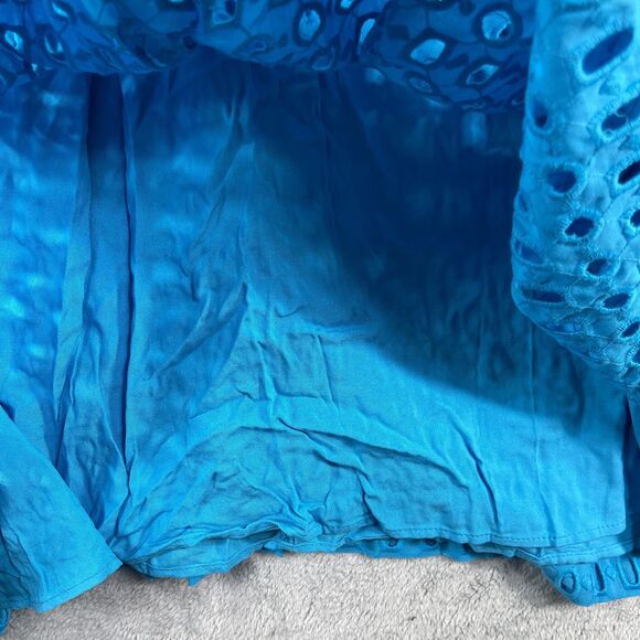 New Anthropologie Somerset Maxi Dress Blue Eyelet - Picture 13 of 13